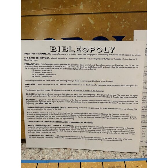 Bibleopoly Board Game Complete Lat For The Sky A Biblical Game of Fun and Faith - Picture 8 of 12